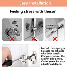 Bisagras para gabinete de cierre suave de cocina, accesorios de hardware para gabinetes, armarios y estanteras, bisagras de puerta lenta hidrulicas silenciosas, 4 piezas, plateado - como se muestra en la figura - Ver 6