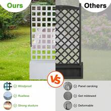 Caja de Plantación Metálica de Exterior Cama de Jardín Elevada con Rejilla Orificio de Drenaje para Plantas Trepadoras Flores Vegetales 73"x47"x12" - Blanco - Raya horizontal - Con ruedas - Ver 5