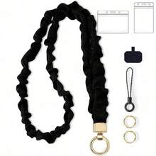 Stretchy Scrunchie Lanyard For ID Badges & Keys, Cute Soft Elastic Hair Tie Neck Lanyard For Women, Retractable Keychain ID Badge Holder With Secure Clasp, Lightweight Comfortable Versatile Lanyard For Nurse Teacher Office Worker Student Volunteer, Perfect For Hospital Clinic School Workplace Daily Use,  Fashionable Neck Accessory For Keys ID Card Badge, Ideal Gift For Colleagues Classmates Friends On Birthday Graduation Work Anniversary - Nhiều màu - Xem 1