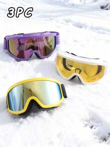 多副装彩色镜框泡沫衬垫软滑雪镜套装，男女通用 - 适用于户外滑雪、雪地摩托、单板滑雪、徒步旅行和其他冬季运动 - 彩色 - 查看 16