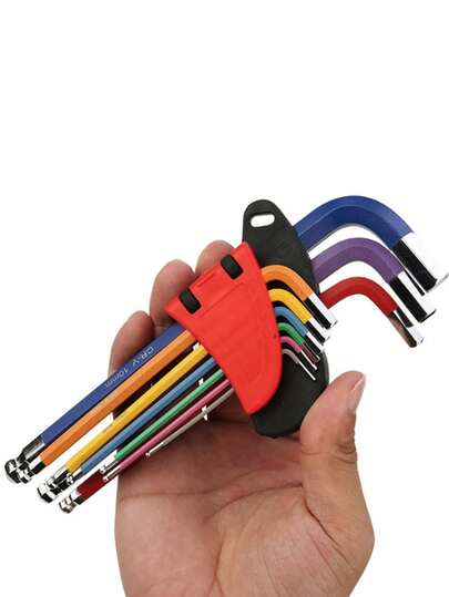 L-Shaped Wrench Set, Colored Metric/Imperial Wrenches, L-Shaped Wrench Sizes, Hex Wrench Set, Wrench Tool Kit, Portable, For Men