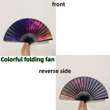 4把/3把/2把/1把折叠扇,彩色系列折叠扇,抽象艺术扇,炫彩扇,便携式扇,彩色扇,创意扇,反光布功夫扇,装饰扇,多色扇,豹纹折叠扇,表演扇,手持扇,家居装饰配件,派对用品,日常必备,旅行配件,馈赠亲友,适用于家庭聚会、音乐会、毕业典礼、返校季、舞蹈表演 - 多色 - 查看 4