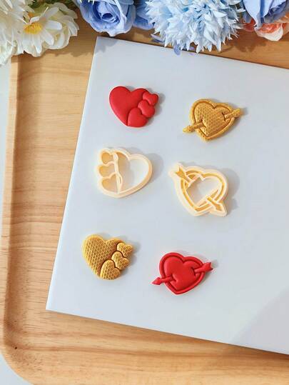 2 piezas Cortadores de arcilla en forma de corazón para el Día de San Valentín, cortadores de arcilla de alta precisión impresos en 3D, kit creativo de manualidades para hacer joyas y crear escenas y regalos del Día de San Valentín, herramientas para hacer joyas y pendientes
