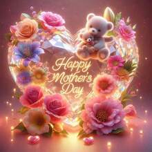 1件温馨母亲节心形玫瑰钻石画大熊花卉装饰，手工DIY创意礼物，送给妈妈和家人 - 彩色 - 查看 8