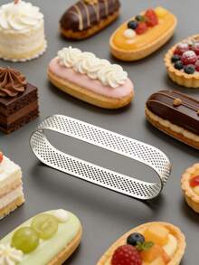 6 moldes de tartas de acero inoxidable, moldes ovalados perforados de 4.7 pulgadas para tartas francesas, perfectos para bodas y Navidad, moldes para hornear tartas - Multicolor - Ver 1