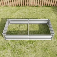 Cama elevada de metal para jardín, camas elevadas para el jardín hechas de chapa de acero robusta con un diseño estable, protección contra la oxidación y larga durabilidad, kit de cama elevada sin base, ideal para verduras, hierbas y flores Antracita - Plateado - Ver 6