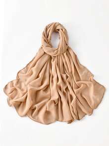 1 Stück Damen Einfarbiger Chiffon Hijab mit Kettenkante, leicht & atmungsaktiv, Kopftuch mit metallischer Kontrastfarbe-Kette, vielseitig & UV-schützend, geeignet für den täglichen Gebrauch - Verschiedenfarbig - Übersicht 13