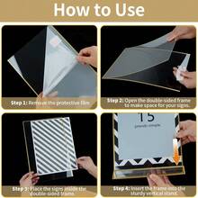 6pcs 5x7 Inch (12.7 X 17.8 Cm) Clear Acrylic Sign Holders, Double-Sided Gold Display Frames, Vertical Photo Stands For Table Numbers, Menus, Flyers, Weddings And Office - T-gold - View 5