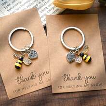 Thank You Gratitude Card Heart Keychain Holiday Card Small Postcard, Employee Appreciation, Encouragement Blessing Close Friends - Ladybug Keychain - View 2