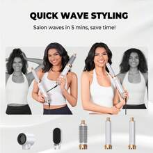 ATOPSKINS 2026 Upgraded 5-In-1 Curling Iron, Multi-Function Curler, Hair Dryer, Comb, Hair Clips, Straightener, 3 Heat Settings, Auto Curling - White - View 3