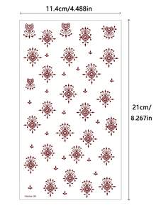 2 Sheets Full Hand Flower Design Brown Red Maroon Sexy Foot Finger Hand Tattoo Stickers Women Flower Henna Tattoo Stickers Flower Waterproof Stickers Brown Tattoo Stickers Women Body Art Stickers Wedding Party Brown Red Tattoo Stickers - Red - View 6