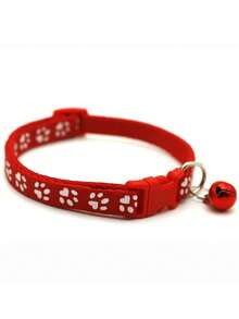 Adjustable Rainbow Cute Bell Collar With Paw Print Pattern, Suitable For Cats - Multicolor - View 17