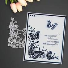 1 件创意蝴蝶蕾丝模具 - 非常适合纸艺、卡片制作、剪贴簿和 DIY 相册装饰，该模具采用金属材质！ - 彩色 - 查看 4