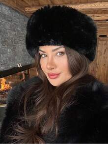 1Pc Women's Solid Color Plush Fluffy Hat, Soft Comfortable Warm Minimalist Cap, Casual Versatile Windproof Suitable For Daily Wear, Can Be Matched With Scarf, Autumn/Winter Decor Autumn - Nhiều màu - Xem 9