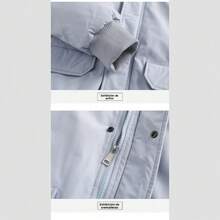 Abrigo de Plumas con Capirote y Cuello de Pelo para Hombre - Chaquetón Acolchado Grueso de Invierno, Impermeable y Calient - Orquídea luz de luna - Ver 4