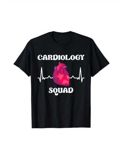 Cardiology Cardiac Nurse Cardiologist T-Shirt Gift Unisex Items Soft Breathable Lightweight Crew Neck Regular Fit Machine Washable Comfortable Cotton Crew Neck Short Sleeve Graphic Print T-Shirt Black Casual Wear Men Size S-3XL