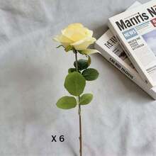 1pc/3pcs/6pcs Artificial Rose Flowers With Green Leaves, Lifelike Large Blooms / Maintenance-Free White, Red, Pink, Purple Fake Flowers / Suitable For Home Vase Filler, Wedding, Party, Mother's Day, Women's Day Gifts, All Season Durable Silk Flower Arrangement - Multicolor - View 13