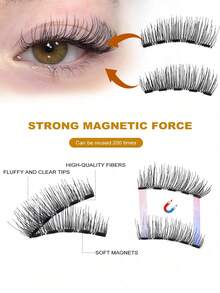 4 Pairs CC Curled Magnetic False Eyelashes Set With Magnetic Clips - Natural Lashes - View 10
