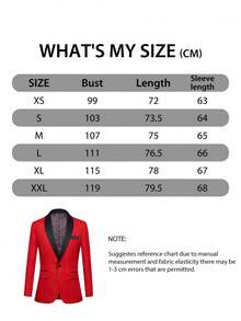 Men's Suit Jacket – Textured Shawl Lapel One-Button Blazer For Party, Dinner & Formal Events - 紅色 - 查看 7