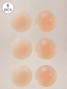 2/4/6pcs Women Silicone Adhesive Nipple Covers, Invisible Design, Self-Adhesive Strapless Style, Suitable For Wedding Dresses/Party Dresses - Apricot - View 8