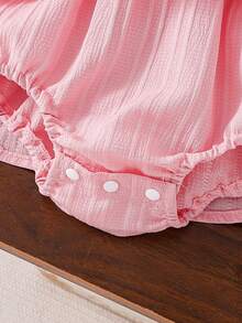 2件套女婴套装，粉色蝴蝶刺绣连体衣配同款帽子，春夏款 - 粉色 - 查看 9