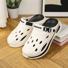 Men's Perforated Slip-On Sandals, Thick Sole, Breathable Peep Toe, Fashionable Casual Wear, All Season - White - View 2