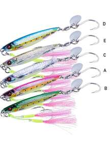 GOTURE 1PC Fishing Bait, 40g 60g Vertical Clamp Saltwater Freshwater, Clamp Fishing Bait With Auxiliary Hook And Triangular Hook, Wide Clamp Spoon Bait, Fast And Fast Falling Clamp For Tuna, Salmon, And Perch - Multicolor - View 5