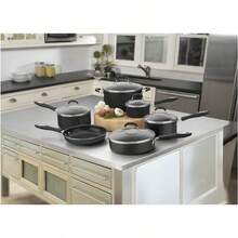 Cuisinart Advantage Nonstick Cookware Set, 11-Piece Pots And Pans Cooking Set With Aluminum Core For Quick And Even Heating, Easy Grip Handles, Dishwasher , 55-11BK - 黑色 - 查看 2