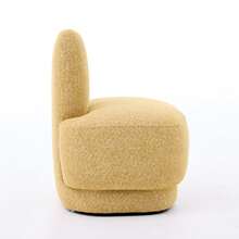 Cozy Fabric Pouf With Bunny Ears, Fixed Padded Stool With Cute Ears, No Storage Space, Non-Removable - Mustard Yellow - View 6