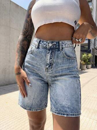 Pantalones relajados de estilo urbano de largo medio