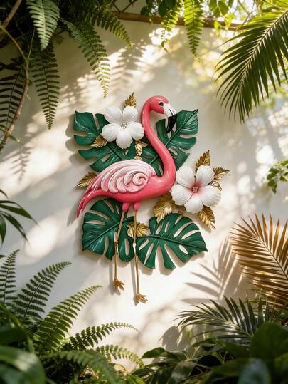 2D Flat, 2D Flat Printing, 1pc Outdoor Wall Decor - Classic Colorful Flamingo Pattern, 30cm Animal Theme - Balcony - Garden - Yard Fence Decoration - Perfect For Holidays And Parties, Ideal Gift For Bird Lovers, 2D Flat