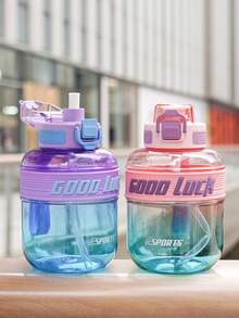 1个34盎司/1100毫升新款渐变色吸管杯，手榴弹造型水瓶，带提手，经久耐用，便于携带，适合户外运动、跑步、健身、游泳、露营，也适合各种节日场合，可作为礼物赠送。 - 彩色 - 查看 3