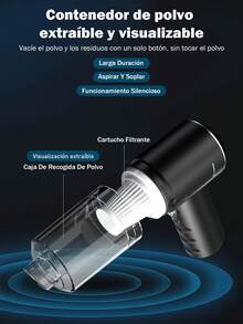 Aspiradora mini 6 en 1, alta potencia, súper succión, con funciones de emergencia: cuchilla para cortar cinturones de segurida d, cono puntiagudo para romper ventanas; batería de litio recargable de ultra alta duración, aspiradora portátil imprescindible para vacaciones, veranos y viajes, aspiradoras para recolección de polvo, aspiración, inflado y otras funciones. - A - Ver 7