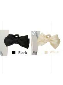 3pcs/Set Women's Pink, Black, White Elegant Bowknot Large Hair Claw Clips - Multicolor - View 7
