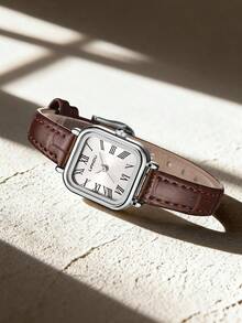 LIANDU LIANDU Women's Watch, Fashionable, Minimalist, Elegant Square Case, Pu Leather Strap Featuring A Delicate And Charming Small Dial, Perfect For Everyday Wear And An Ideal Gift Choice - Brown - View 8