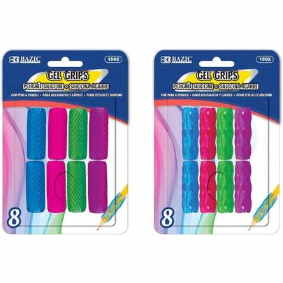 Assorted Color Gel Pencil Grip Pen Grip, Finger Grip Pencil Holder, Style May Vary 8/Pack, Pack Of 1