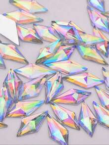 40 Stück 10*22mm AB Kristall Rhombus Flachboden Kunstharz Kristall Strass, geeignet für DIY Kleidung und Basteln - Kristall AB - Übersicht 7