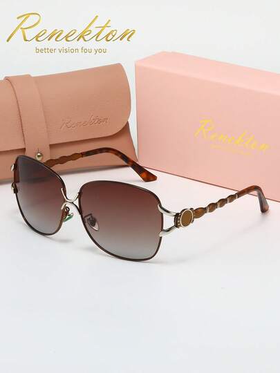 时尚女士偏光渐变双梁椭圆形金属链太阳镜，采用TAC材质，轻便耐用，适合驾驶、户外活动、派对、优雅场合、摄影、旅行、休闲等，是送给男士和女士的理想礼物（生日、情人节、夏季、婚礼、斋月），日常及特殊场合皆宜，时尚镜框，佩戴舒适，简约百搭，男女皆宜的送礼之选，高端品牌节日礼品精品太阳镜，夏季套装，礼盒套装，教师节，返校季。