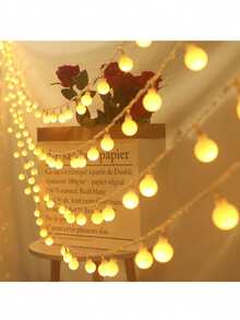 1条1.5米/3米/6米/10米LED串灯，带USB/电池盒，户外球链灯串，花环灯，派对家居婚礼花园圣诞装饰 - 暖白光 - 查看 4