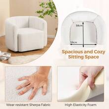 Upholstered Swivel Barrel Chair With Backrest And Armrests - White - View 7