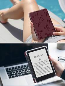黑色蝴蝶結保護殼，相容 iPad Air 4/5 10.9 吋、7/8/9 代 10.2 吋，內建筆槽，相容 Tab S6 10.4 吋、Tab A7 Lite 8.7 吋，返校季、情人節、新年禮物 - 酒紅色 - 查看 8