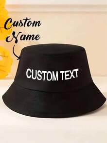 1 pieza Sombrero de cubo personalizable, sombrero de sol con nombre personalizado para actividades al aire libre y viajes a la playa, regalo único para cumpleaños y eventos - Multicolor - Ver 9