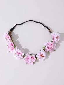 1pc Women's Fashion Elegant Bohemian Pink 3D Flower Headband, Suitable For Daily, Spring Party, Travel, Beach, Wedding Matching - Multicolor - View 6