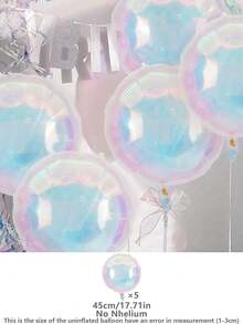 5pcs Colorful Transparent Foil Balloons, 18 Inch Star, Heart, Round, Shell Shaped Balloons Suitable For Birthday Party, Anniversary, Valentine's Day, Baby Shower, Event Decoration