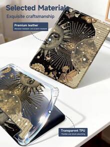 Retro Style, Sun, Skull, Cosmic Element Patterns Tablet Case Compatible With IPad Air 11-Inch M3 2025 / M2 2024, IPad Air 5th Generation 2022 , IPad (A16) 11 Inch 11th Generation 2025,Compatible With Samsung Galaxy Tab,Kindle Paperwhite 12th Gen 2024, Clear Back ,Fashion Pattern Protective Case,Autlueomatic Sleep And Wake-Up Function, Airbag Protection, Suitable For Gifts And Office Use