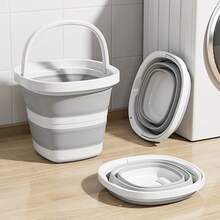 1pc Durable Folding Bucket With Handle, Multifunctional Space-Saving Design, Portable For Clening, Gardening, Car Washing, Camping, Fishing, Home Use - Minimalist Plastic Bucket For Household Bathrooms, Laundry, Kitchen, Outdoor, RV