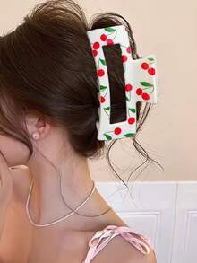 2件装女士樱花风发饰 - 可爱甜美樱花发夹，花朵发爪，抓力强劲，适合日常佩戴，夏季时尚发饰，美发爪夹，秋冬季度假装扮，女士沙滩配饰 - 2pcs櫻桃 - 查看 3