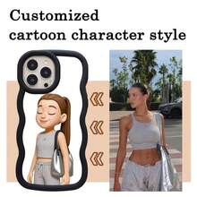 [Custom Version] Macaron Black Shock-Proof Protective Phone Case, With DIY Pattern Photo Customization, Glossy Wavy Edge Custom Design, Unique Design, Can Be Personalized With Various Life, Family, Holiday Photos, Compatible With IPhone 17 Air/16/15/14/13/12/11 Pro Max, Galaxy A17/A07/A15/A25/A35/A55/S23/24 Ultra Series, OPPO, Redmi And Other Models - Black - View 2