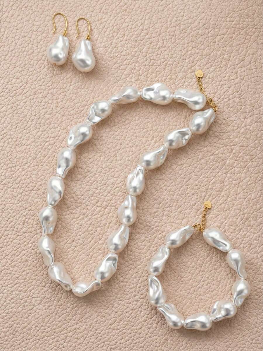 925 Sterling Silver Gold-Plated Baroque Pearl Earrings