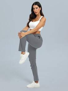 Quần thể thao nữ nhẹ, nhanh khô, thích hợp cho du lịch, chơi golf, có túi khóa kéo, màu kaki. - Màu Xám nhạt - Xem 4